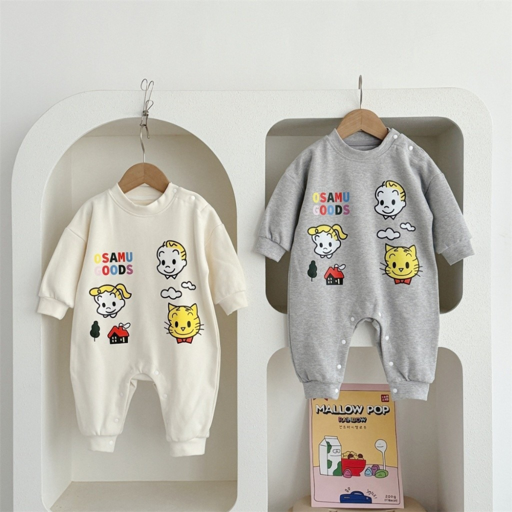 Nebeans寶寶春季卡通OSAMU長袖連身包屁衣-細節圖7