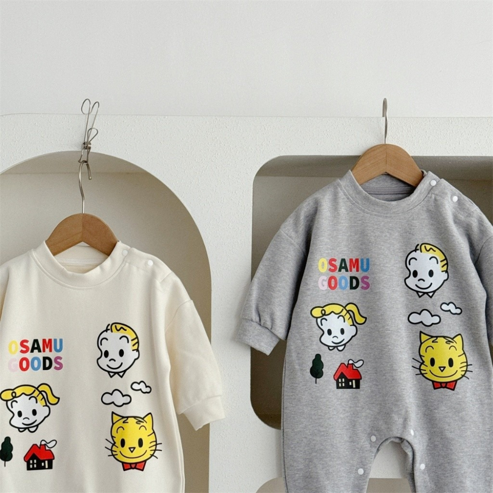 Nebeans寶寶春季卡通OSAMU長袖連身包屁衣-細節圖8