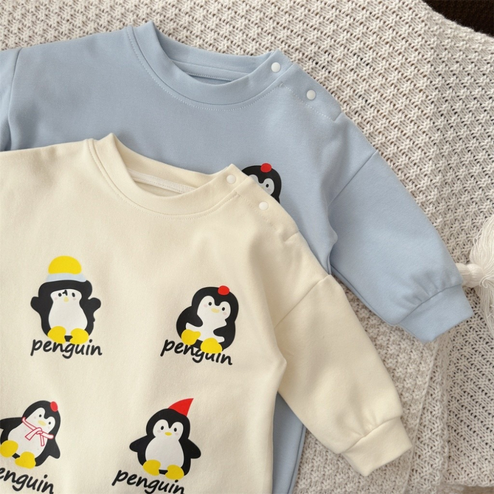 Nebeans寶寶春季小企鵝長袖連體包屁衣-細節圖5