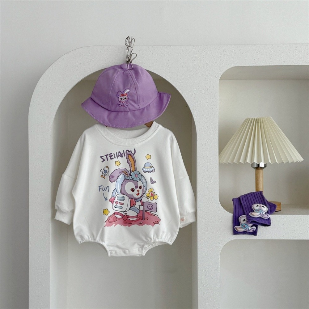 Nebeans寶寶春季卡通兔兔長袖連體包屁衣-規格圖8
