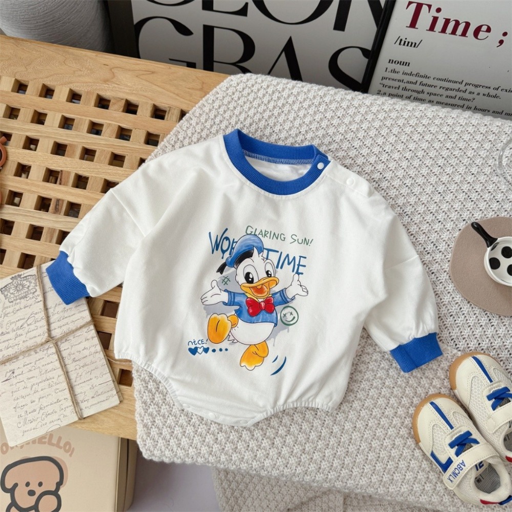 Nebeans寶寶春季卡通唐老鴨長袖包屁衣-規格圖4