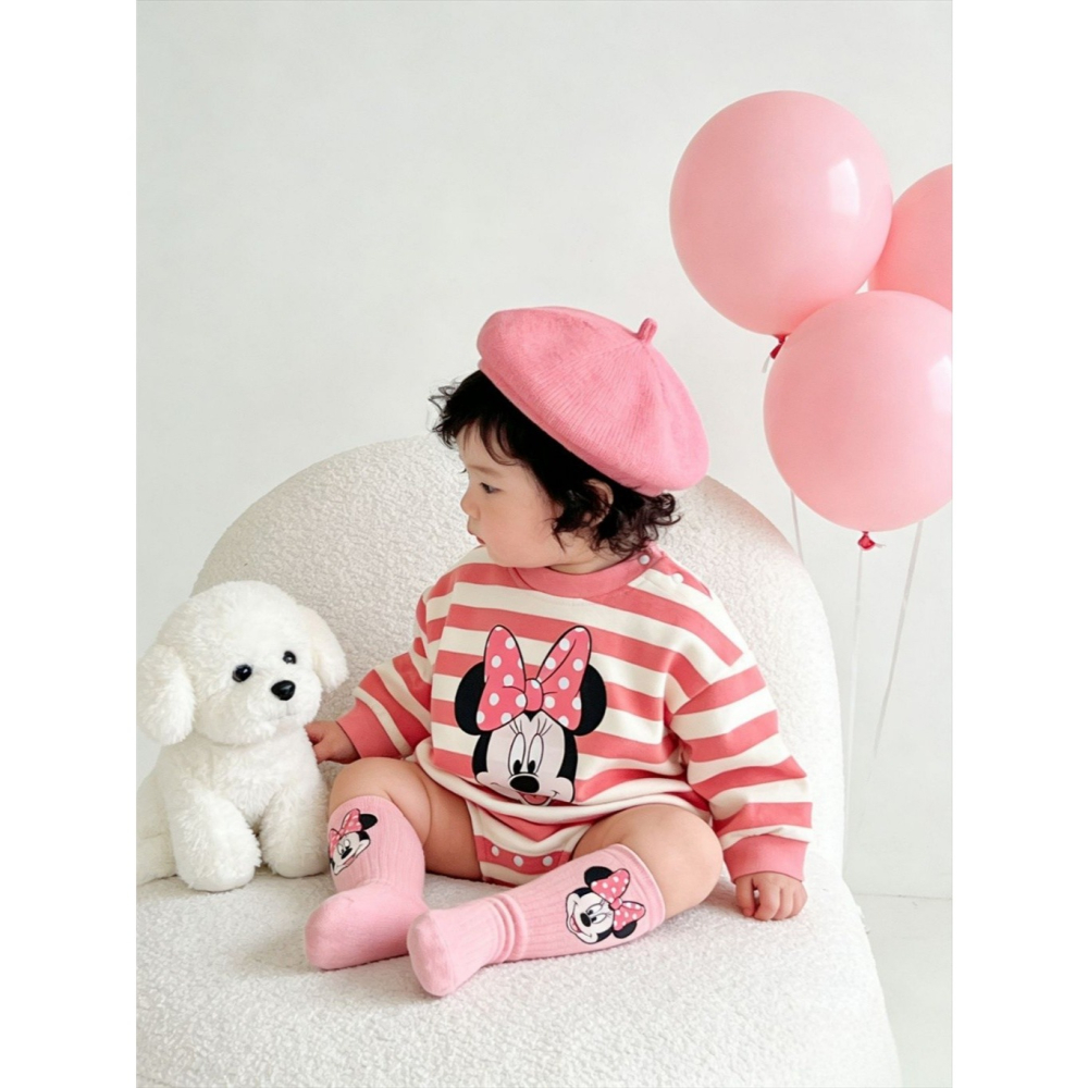 Nebeans寶寶春季卡通條紋包屁衣-細節圖2