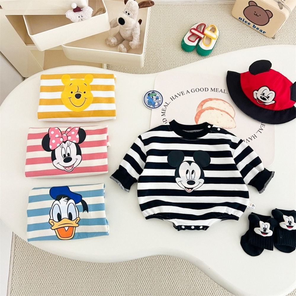 Nebeans寶寶春季卡通條紋包屁衣-細節圖6