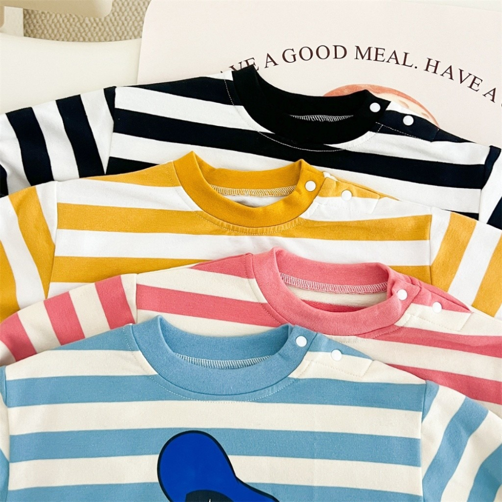 Nebeans寶寶春季卡通條紋包屁衣-細節圖10