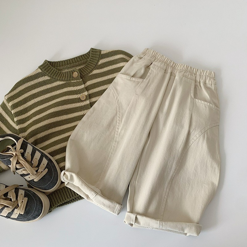 男童春季韓系純色棉布百搭休閒褲-細節圖3