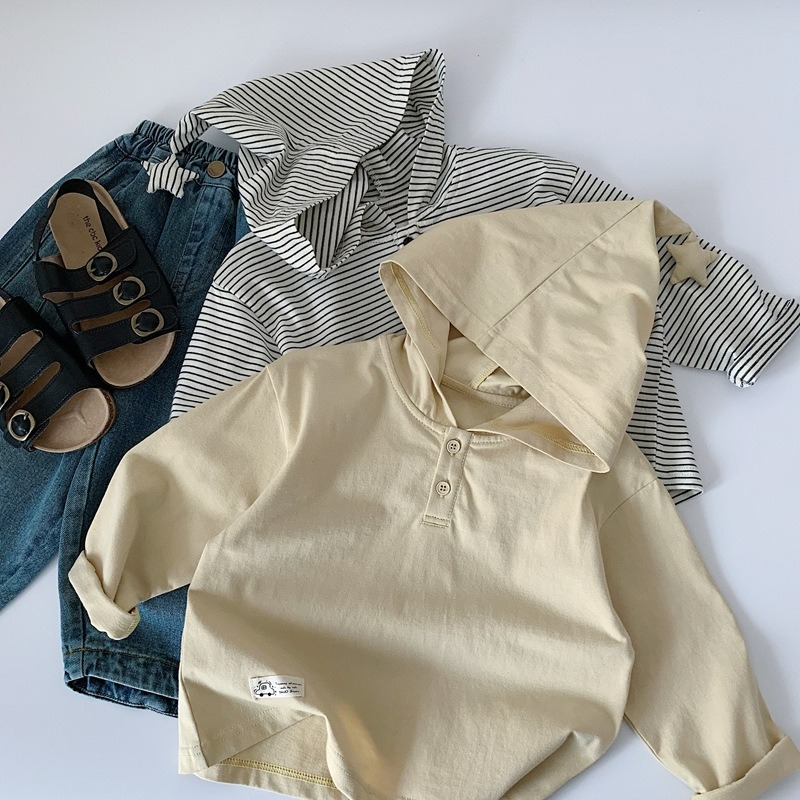 男童春季韓版魔法條紋連帽長袖衛衣-細節圖4