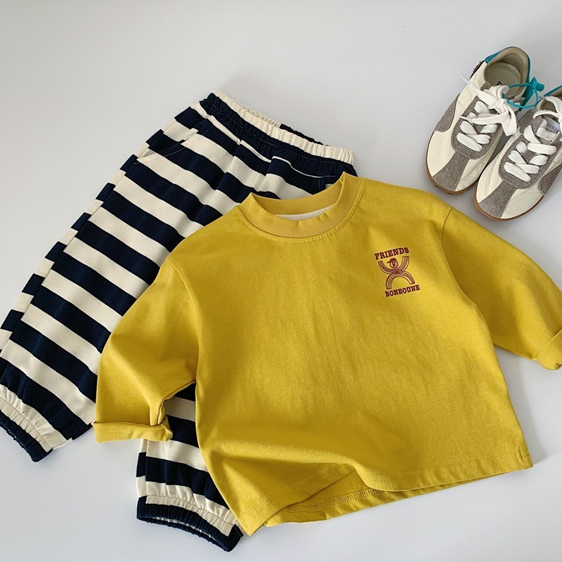 男童春季字母圓領百搭長袖上衣-細節圖2