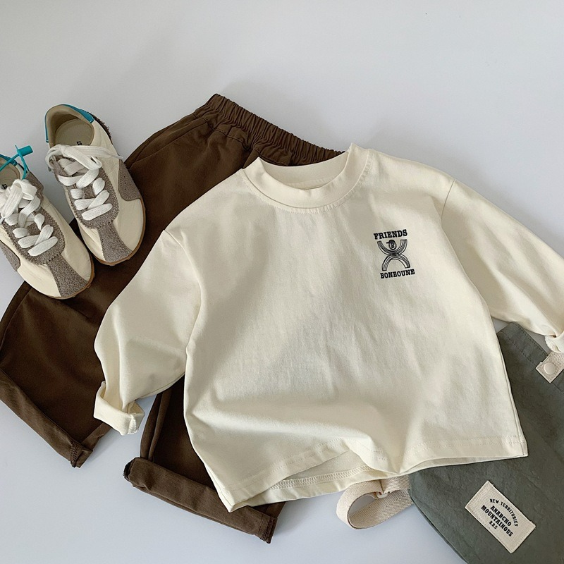 男童春季字母圓領百搭長袖上衣-細節圖3