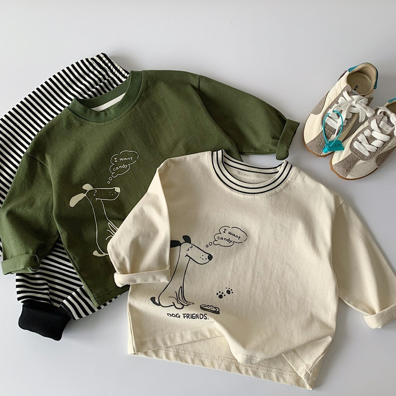 男童春季插畫小狗圓領長袖上衣-細節圖4