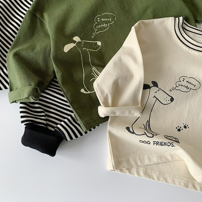 男童春季插畫小狗圓領長袖上衣-細節圖5