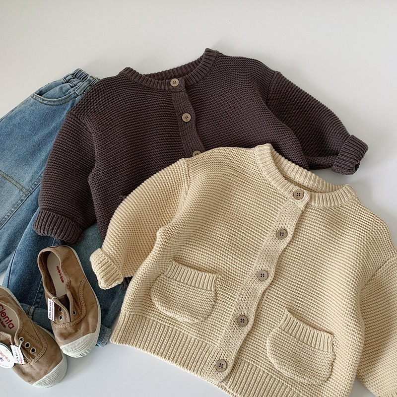 男童春韓版純色毛衣開衫外套-細節圖4