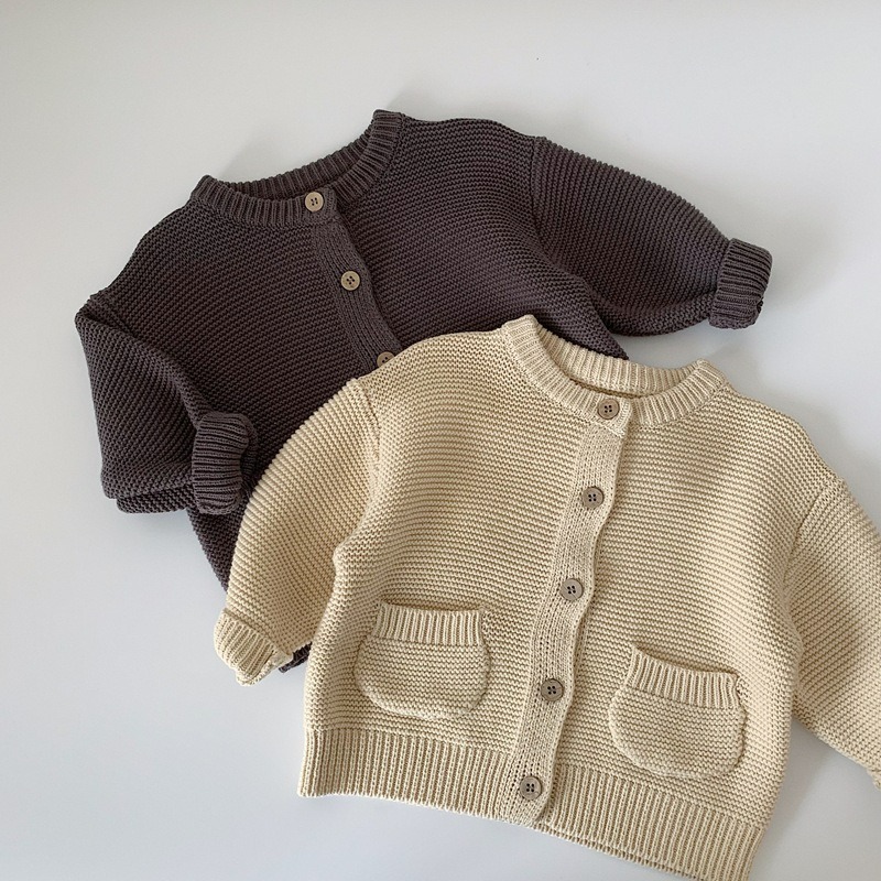 男童春韓版純色毛衣開衫外套-細節圖5