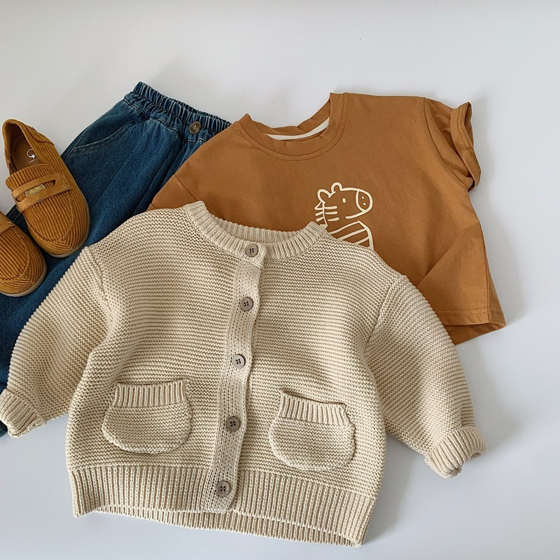 男童春韓版純色毛衣開衫外套-規格圖5