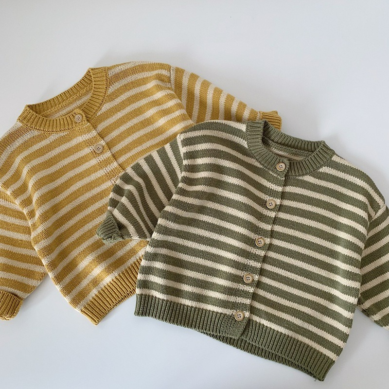 男童春季韓版條紋圓領毛衣開衫外套-細節圖5