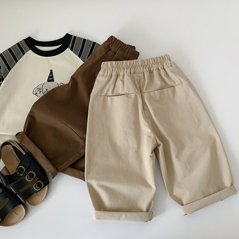 男童春季純色直筒休閒長褲-細節圖5