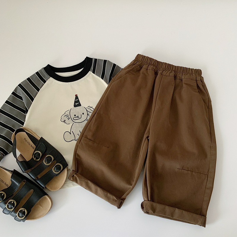 男童春季純色直筒休閒長褲-規格圖5