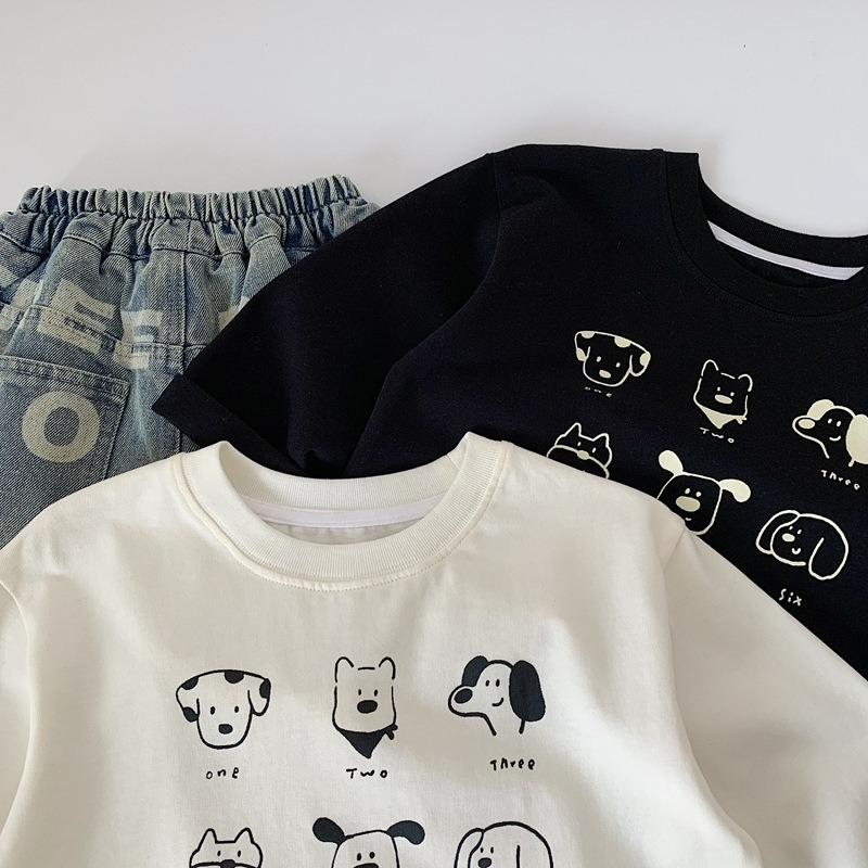 男童春季狗狗插畫休閒長袖上衣-細節圖5