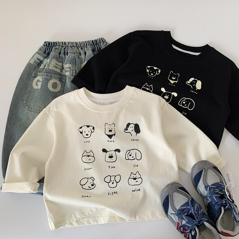 男童春季狗狗插畫休閒長袖上衣-規格圖5