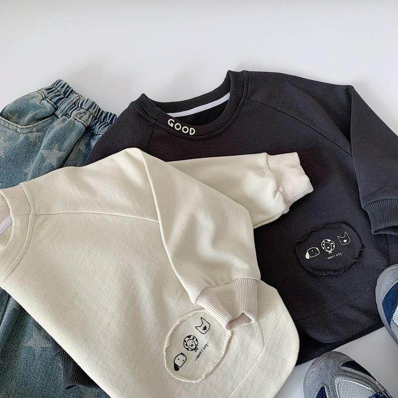 男童春季good貼布狗狗圓領長袖上衣-細節圖5