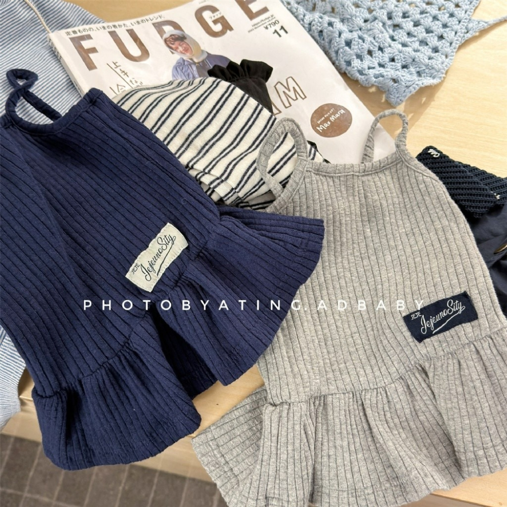 女童春季韓版細肩坑條吊帶衫-細節圖2