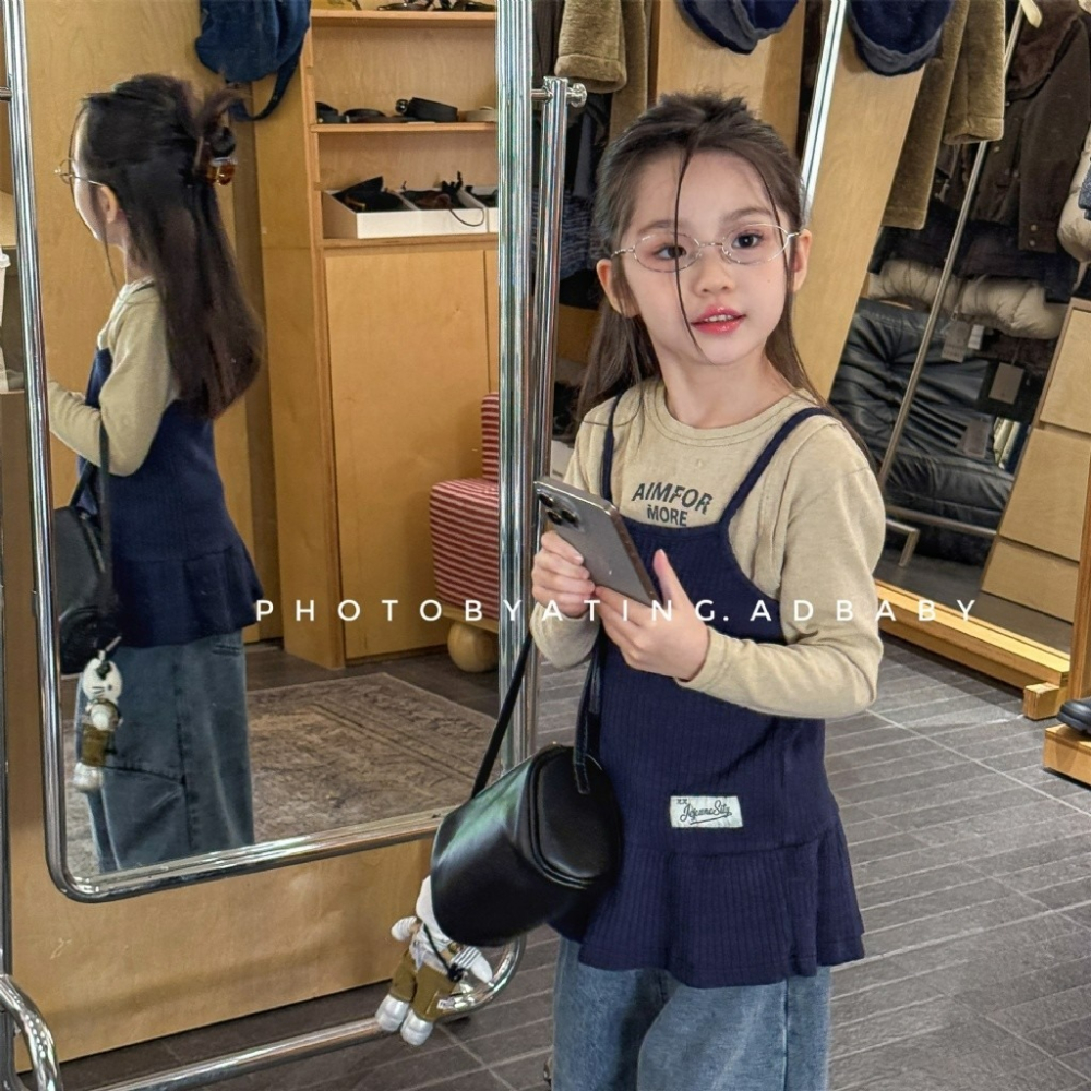 女童春季韓版細肩坑條吊帶衫-細節圖3