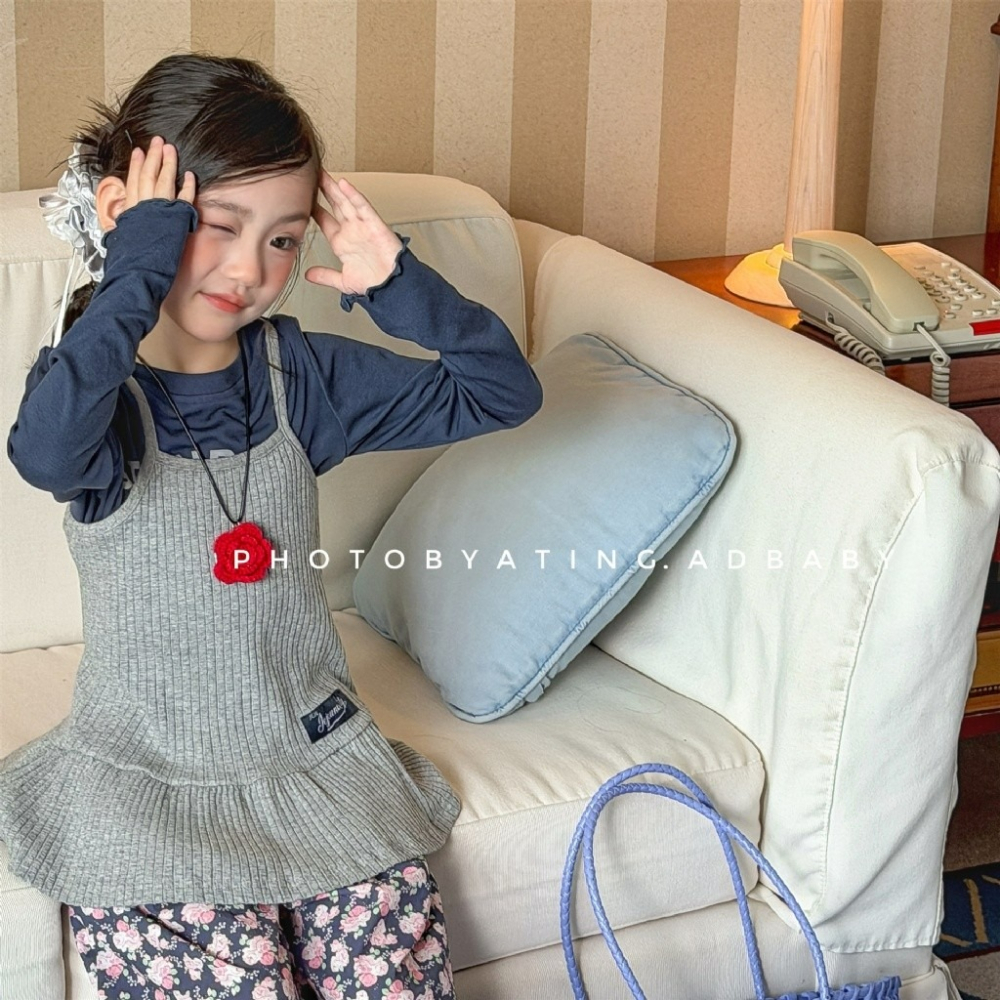 女童春季韓版細肩坑條吊帶衫-細節圖4