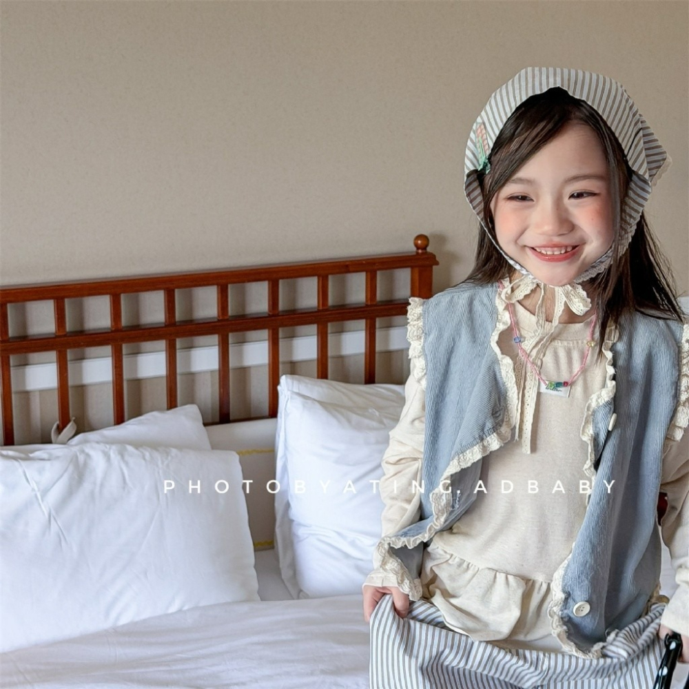 女童春季韓版純色花邊無袖小外套-細節圖2