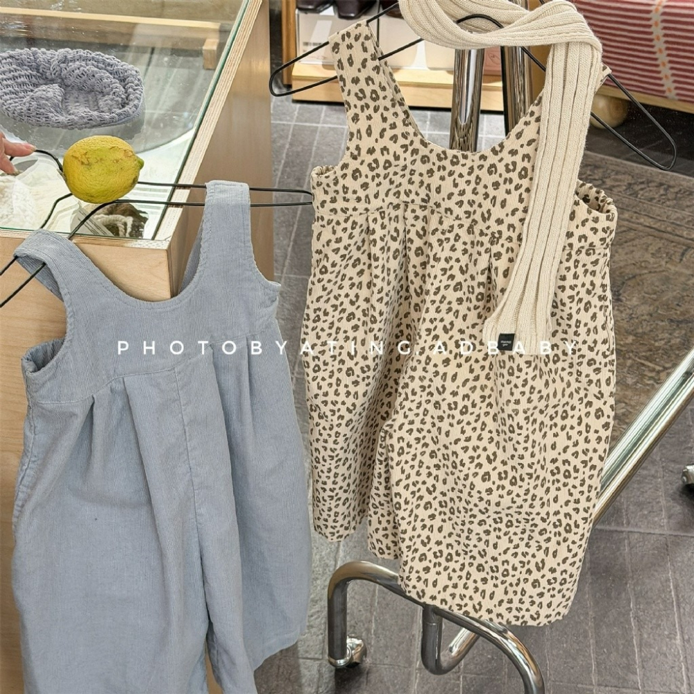 女童春季韓版純色豹紋連體吊帶長褲-細節圖4