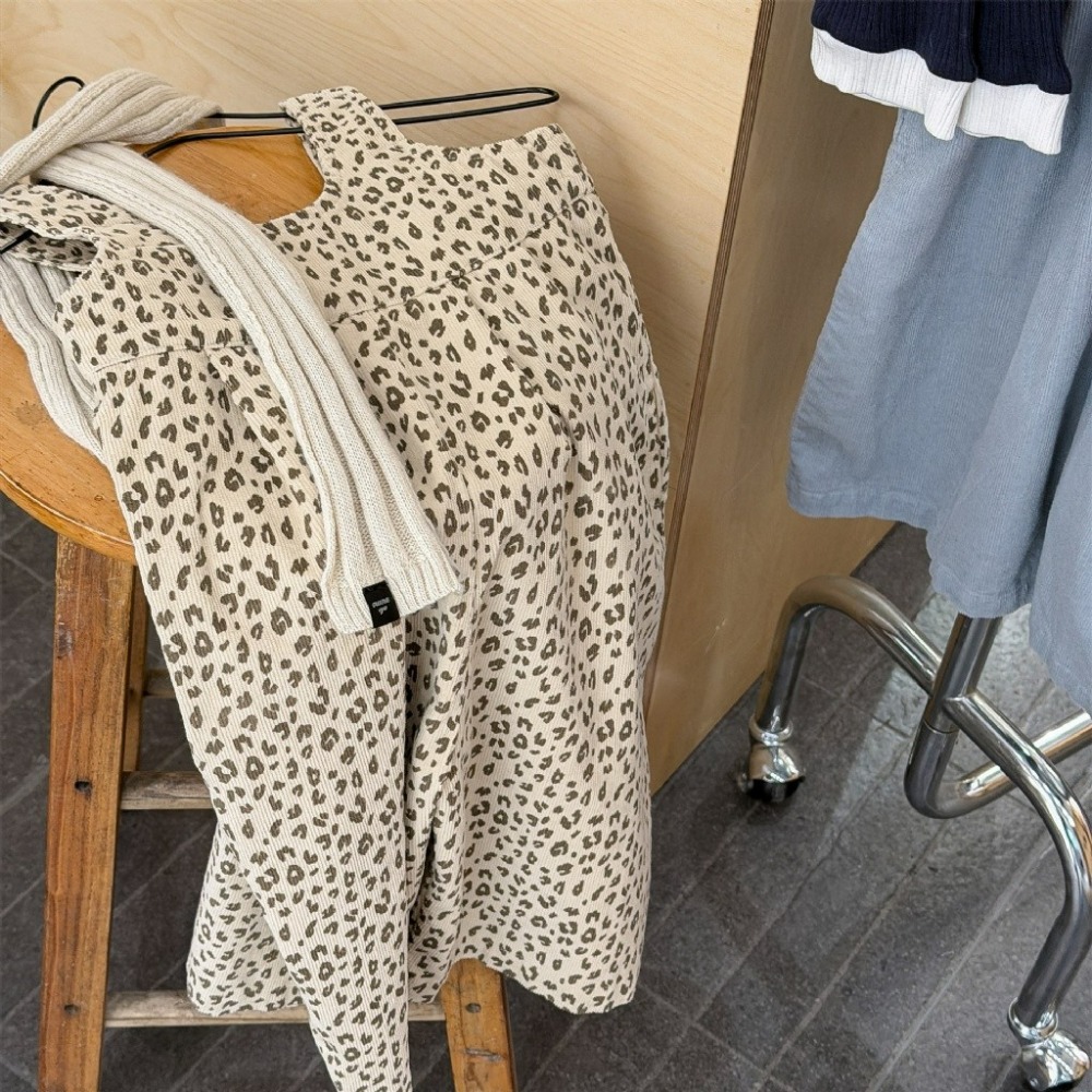 女童春季韓版純色豹紋連體吊帶長褲-規格圖7