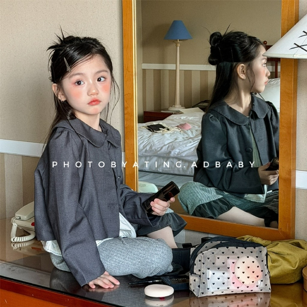 女童春季韓版翻領小西裝開衫外套-細節圖3