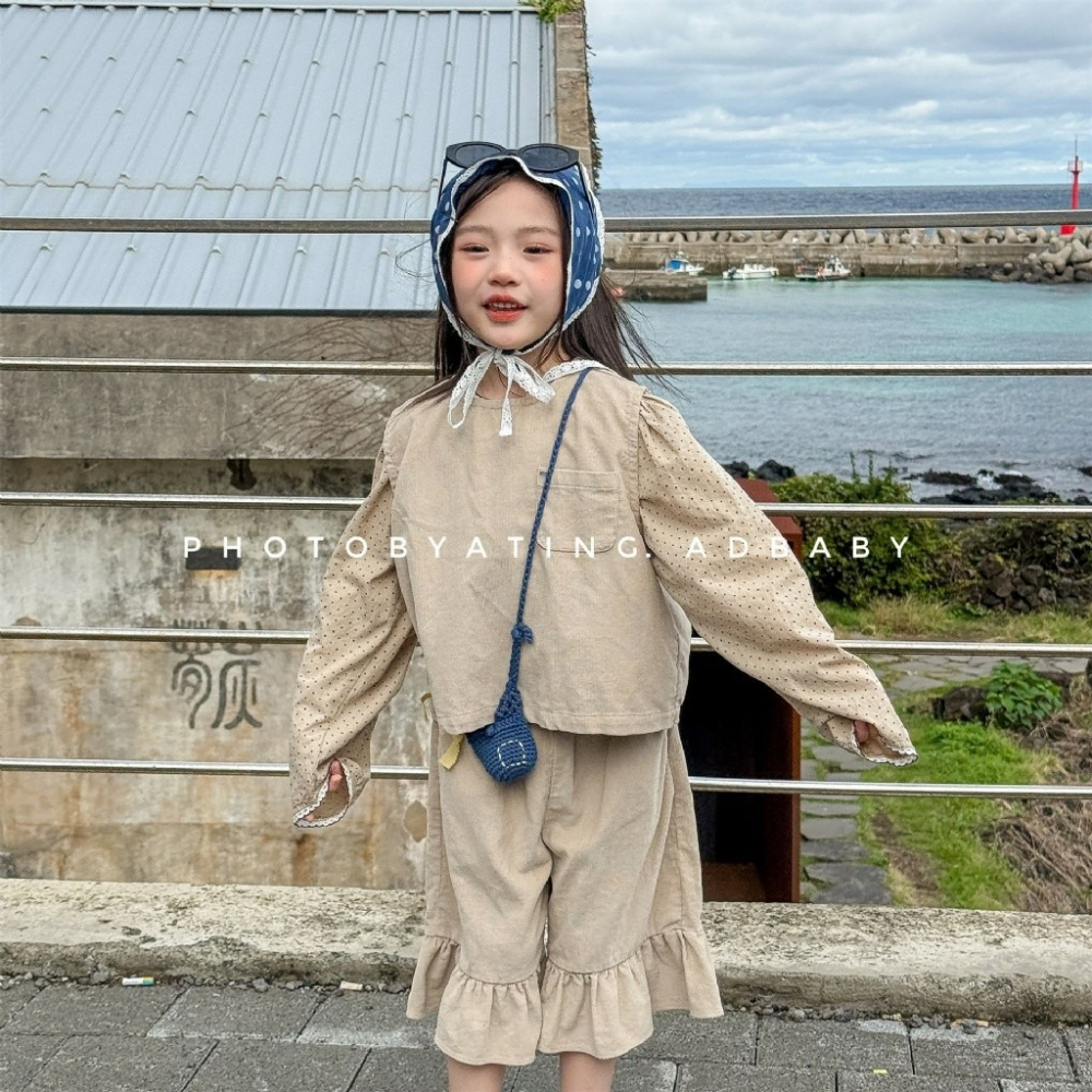 女童春季韓版背心+七分花邊褲套裝-細節圖3