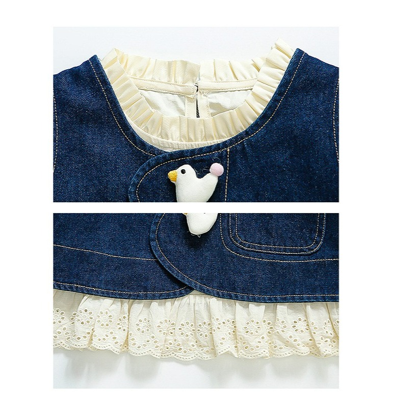 女童春季韓系小鴨牛仔三件套裝-細節圖6