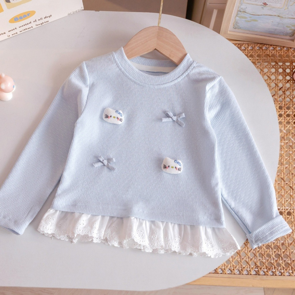 女童春季雲朵小臉荷葉下擺上衣-細節圖3