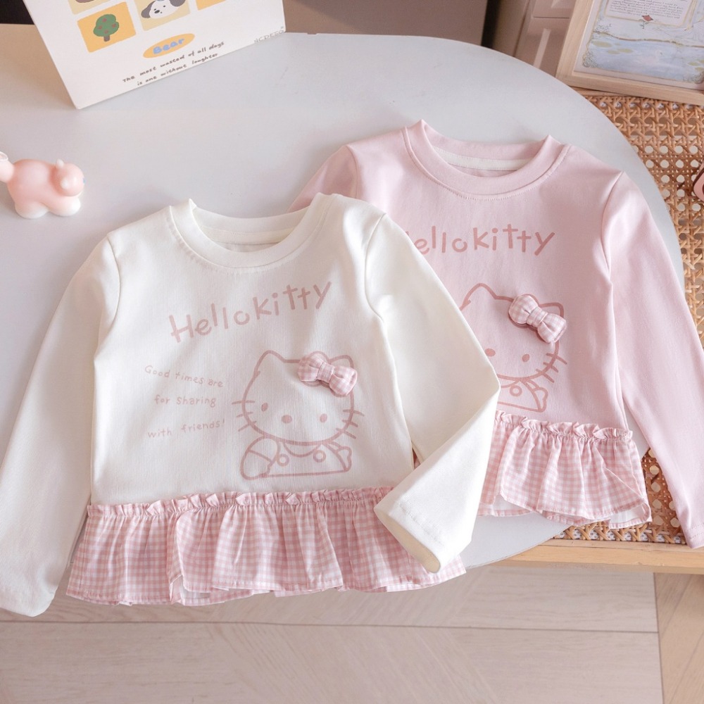 女童春季甜甜KT荷葉下擺上衣-規格圖4