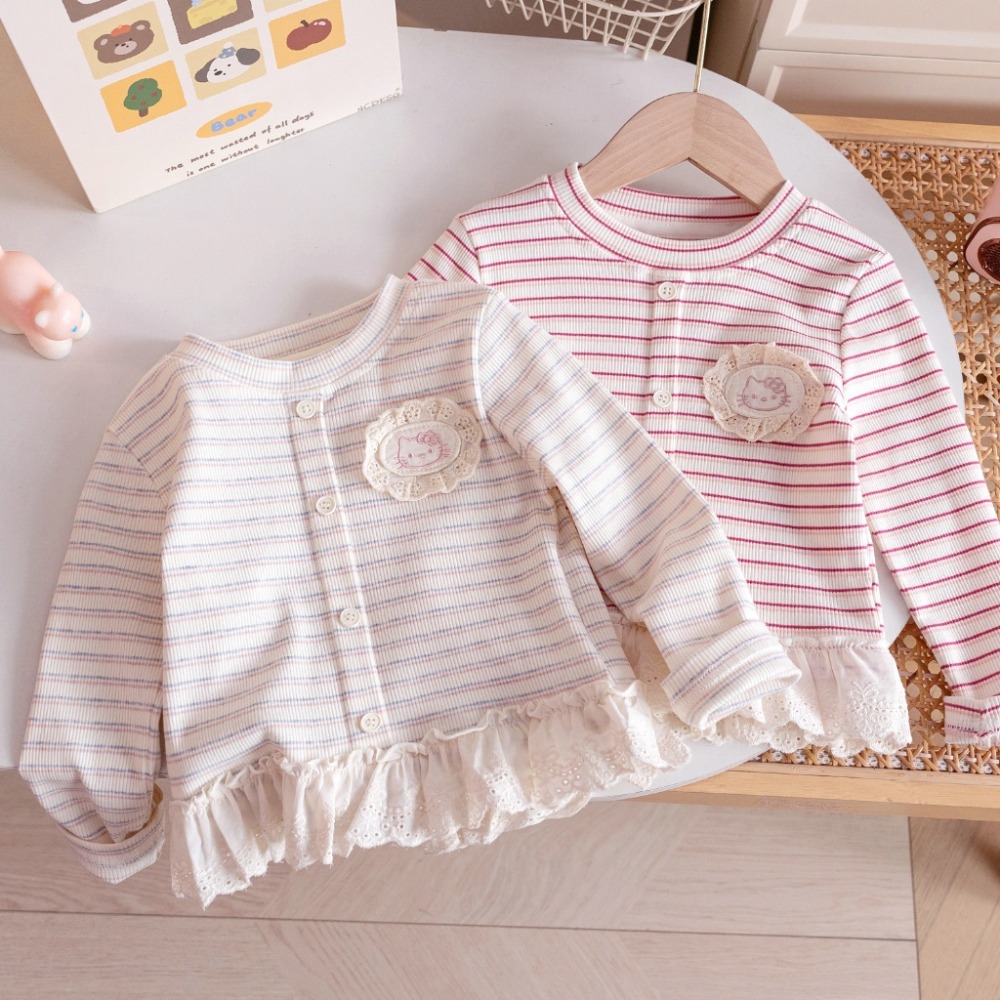 女童春季奶油條紋花花小外套-規格圖4