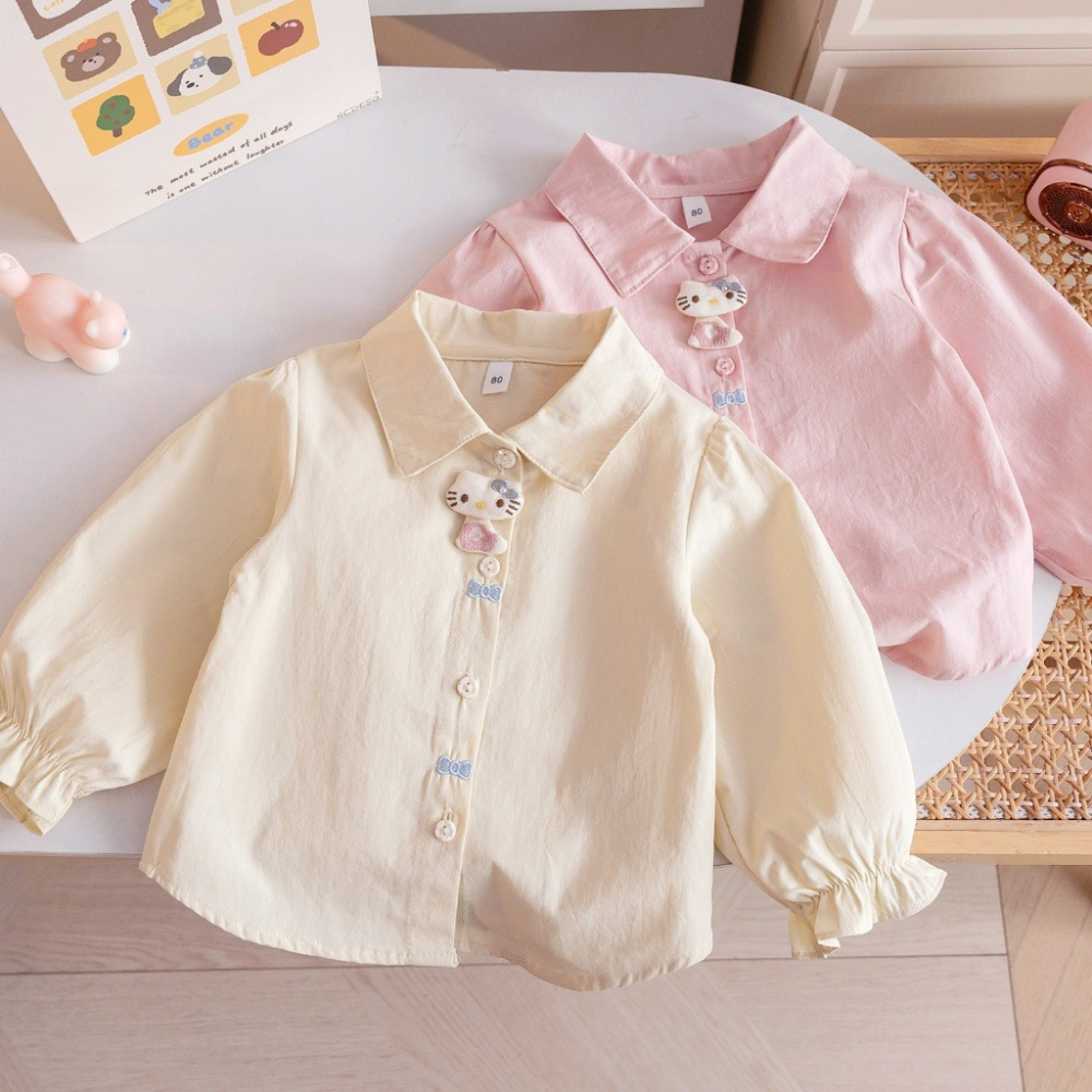 女童春季韓系小熊蝴蝶結襯衫-細節圖2