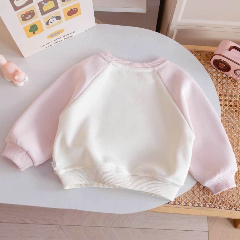 女童春季韓系奶感小熊拼接衛衣-細節圖3