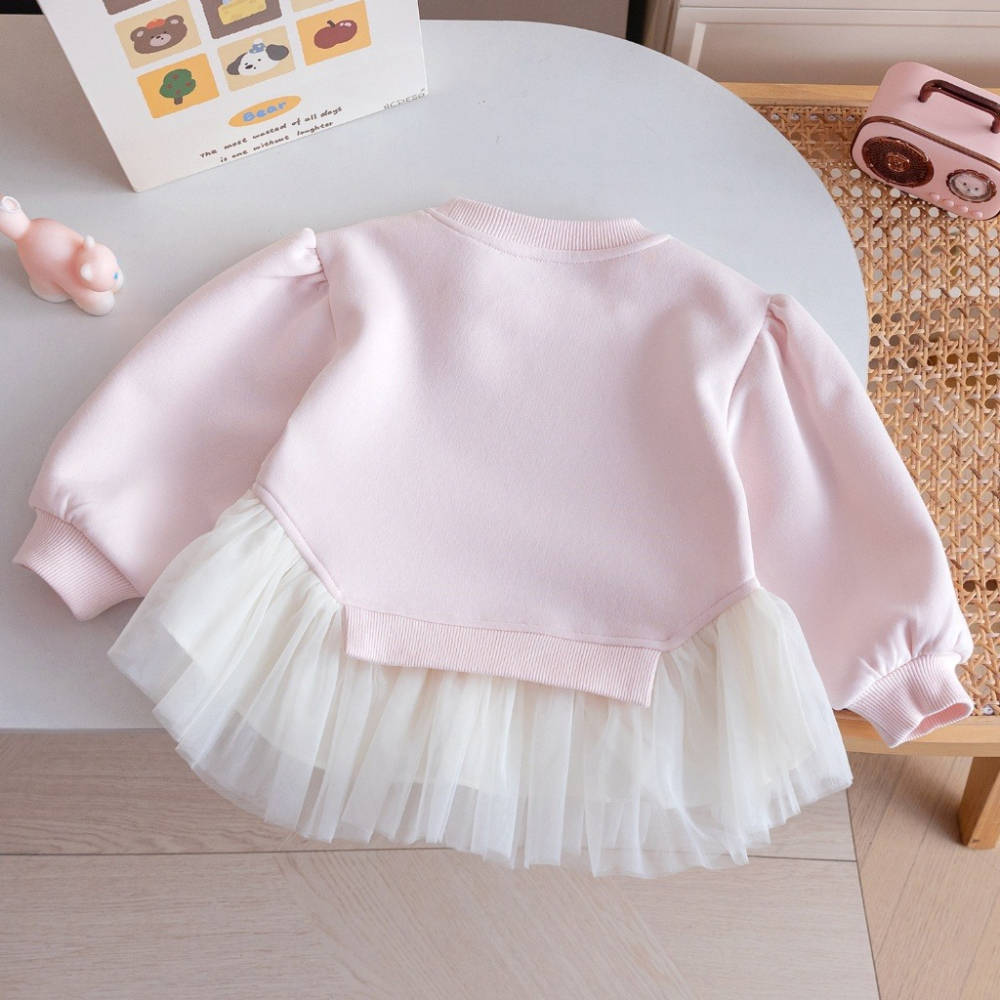 女童春季甜心小熊夢幻紗裙上衣-細節圖4