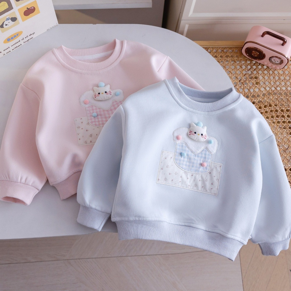 女童春季甜心兔兔立體口袋澎袖長袖上衣-細節圖2