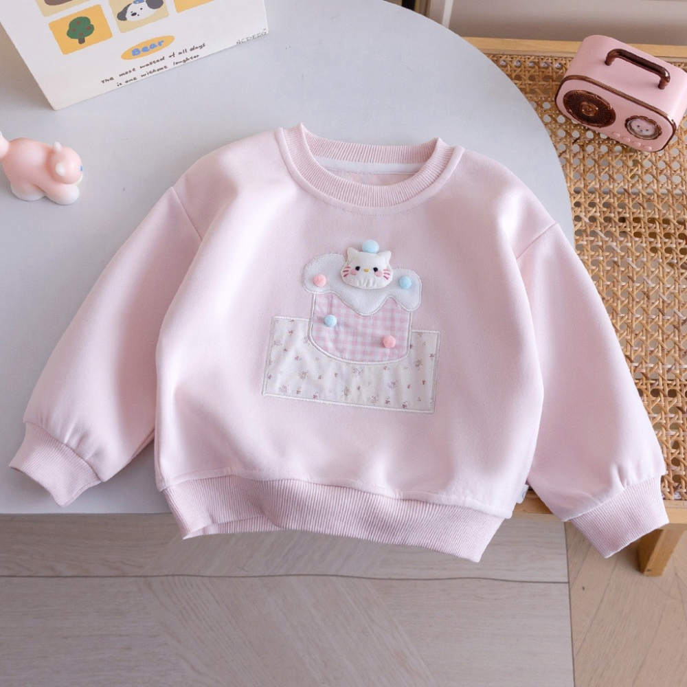 女童春季甜心兔兔立體口袋澎袖長袖上衣-細節圖3