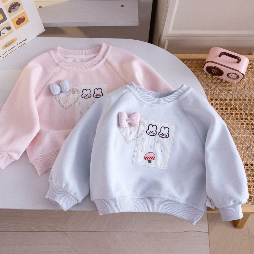 女童春季兔兔口袋澎袖長袖上衣-細節圖2