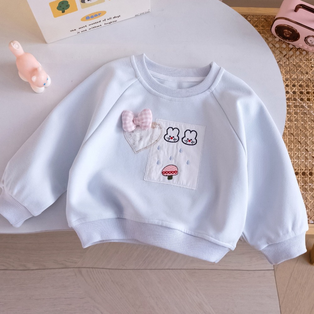 女童春季兔兔口袋澎袖長袖上衣-規格圖4