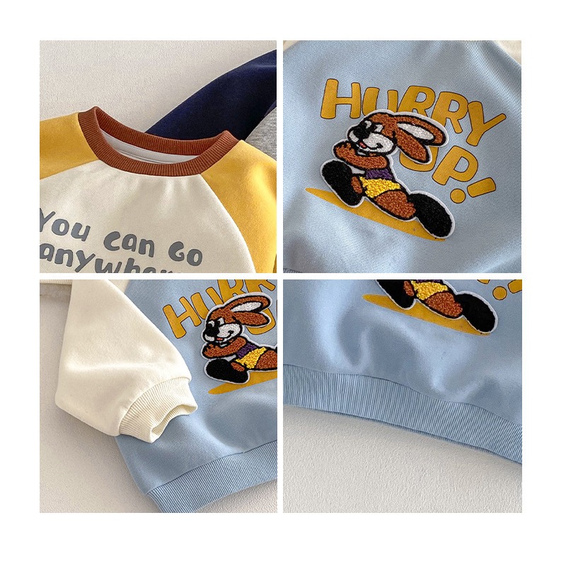 寶寶春季毛巾繡卡通字母插肩長袖衛衣-細節圖9