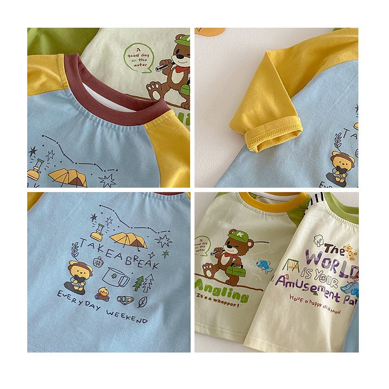 寶寶春季撞色卡通拼接塗鴉長袖打底衫-細節圖8