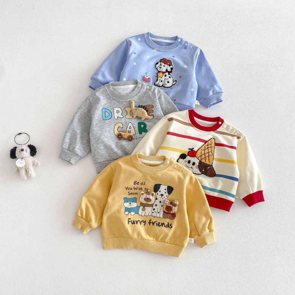 寶寶春季毛巾繡狗狗立體玩偶長袖衛衣-細節圖3