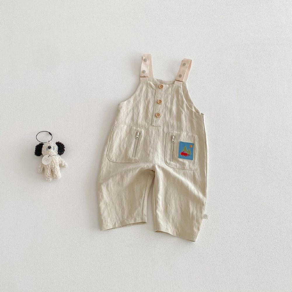 寶寶春季標籤純色休閒吊帶長褲-細節圖5