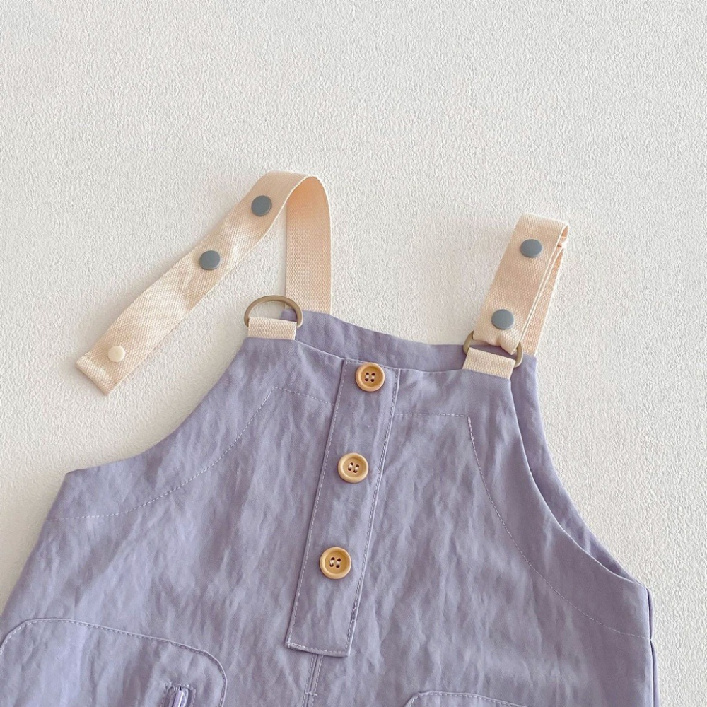 寶寶春季標籤純色休閒吊帶長褲-細節圖7