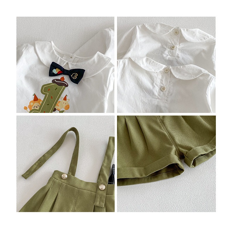 寶寶春季卡通領結禮服襯衫/吊帶褲-細節圖9