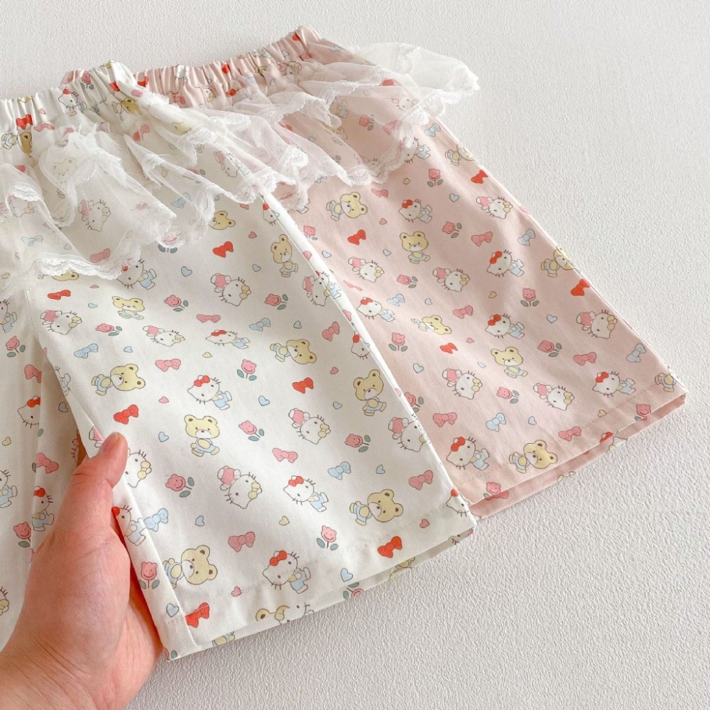 寶寶春季卡通滿版卡通貓咪網紗休閒褲-細節圖5