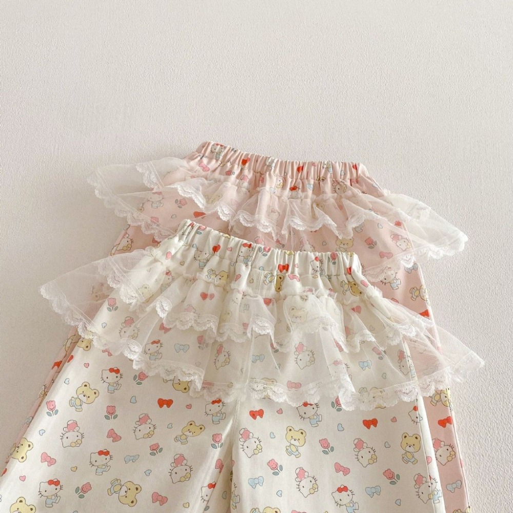 寶寶春季卡通滿版卡通貓咪網紗休閒褲-細節圖6